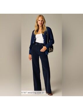 NWT J. Crew Wide Leg Corduroy Trousers Pants Sz 32 Navy